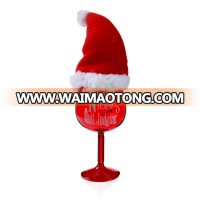 Wholesale red hanging glass wine cup ornament with cap for christmas tree