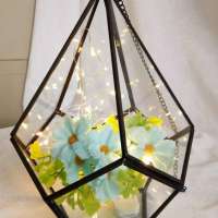 Hanging geometrical glass terrarium gold for wedding and home decoration