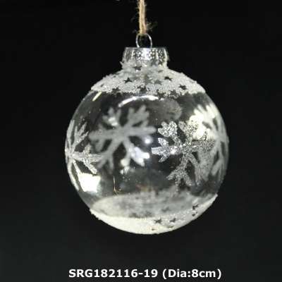 clear design decoration with snowflake hanging glass Christmas ball