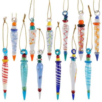 S12 glass icicle decoration for christmas tree hanging color icicle