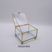 Luxury Hotsale clear gold geometric glass terrarium jewelry box wholesale