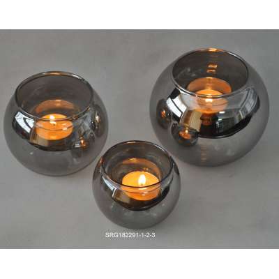 Wholesale round decoration glass candle holder with custom printing