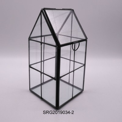 Golden black wedding table decor clear textured glass plant clear glass geometric terrarium box