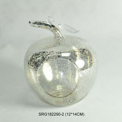 apple shape glass candle holder opening apple for home decoration