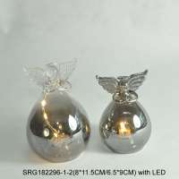 Glass Angle Wholesale Glass Christmas Angel Ornaments with led lighting