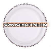 Silver And Gold Beaded Cheap Glass Charger Plate For Wedding For Dinner